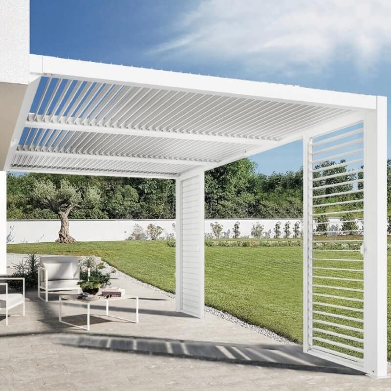 luxury motorized aluminum bioclimatic pergola with side shutters