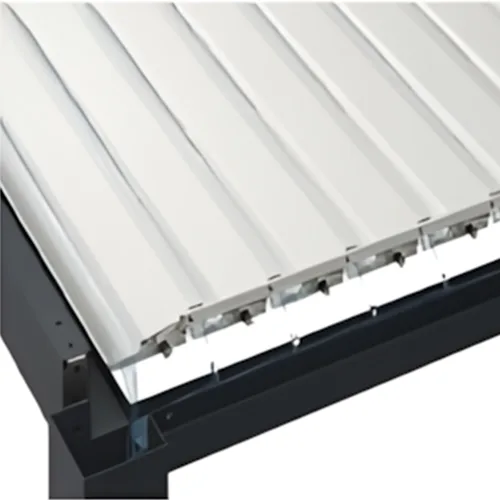 Cross-section view of heavy-duty dual-layer waterproof aluminum louvers, demonstrating the interlocking weather-tight seal design.
