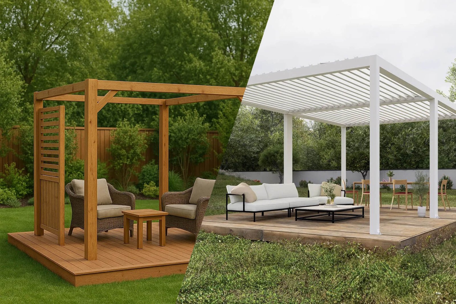 aluminum vs wood pergola comparison