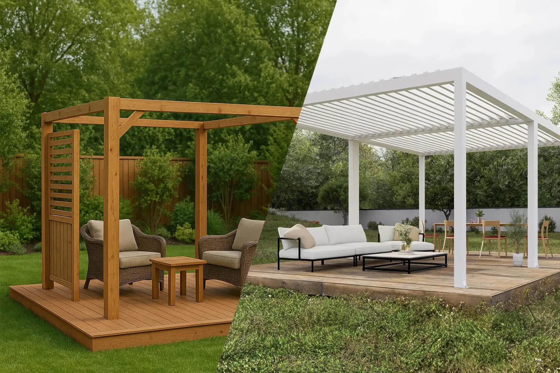 aluminum vs wood pergola comparison