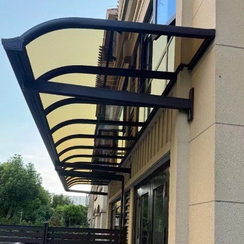 A structural rendering of the aluminum canopy frame indicating the capability for full dimensional customization, showing the Width (W) and Projection (P) can be tailored to exact project specifications.