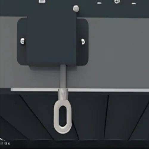 Close-up of the heavy-duty manual hand-crank ring and concealed gearbox mechanism used for smoothly adjusting the aluminum pergola louvers.